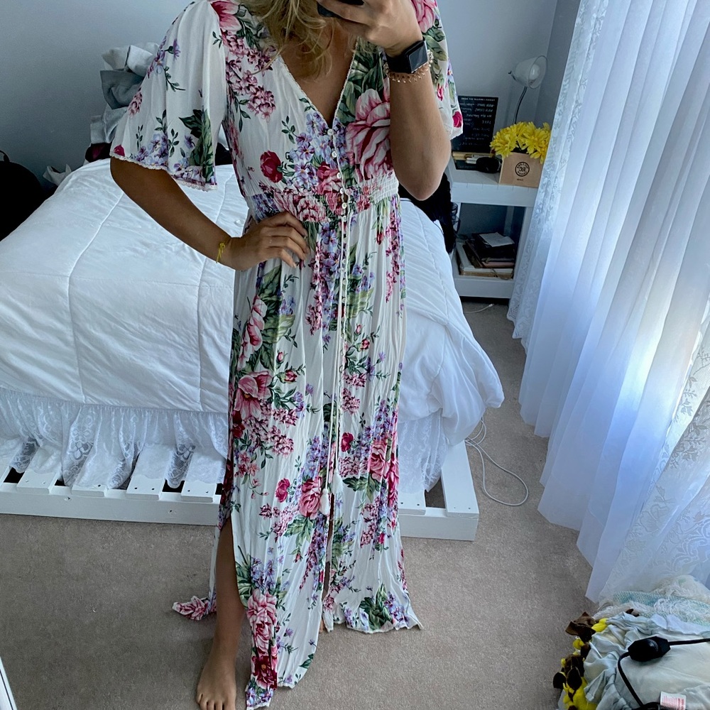 White Floral Lace Maxi Dress